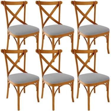 Imagem de Kit 06 Cadeiras Para Sala De Jantar E Estar Living Estofada ávila L02 Suede Cinza - Lyam