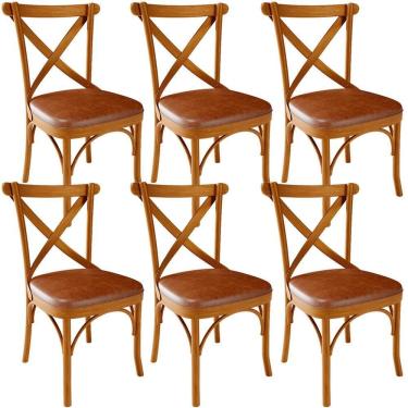 Imagem de Kit 06 Cadeiras Para Sala De Jantar E Estar Living Estofada ávila L02 Couríssimo Camel - Lyam