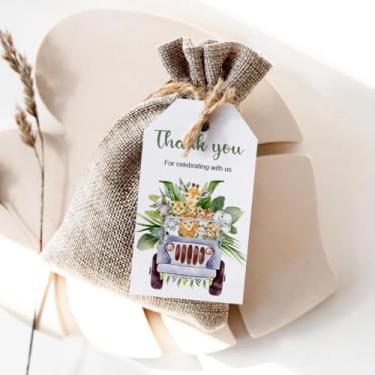 Imagem de Etiquetas de presente de agradecimento, etiquetas de lembrancinhas de festa de chá de bebê, decorações de sacos de chá de bebê de aniversário, etiqueta de papel de embrulho de animal para presentes