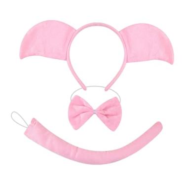 Imagem de oshhni Fantasia de Porquinho - Adereços Fofos para Festas, Carnaval e Apresentações Infantis, Luz Rosa, Conjunto de 3 Peças