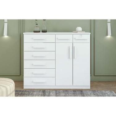 Imagem de Cômoda Casal Toronto New C/ 2 Portas E 8 Gavetas Branco - Lopas