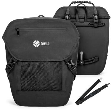 Imagem de go wild Cestos de bicicleta impermeáveis – Sacos de poliéster 500D para rack traseiro com capa de chuva embutida, capa para laptop e tiras refletivas – Bolsa de bicicleta para passageiros – Bolsa de