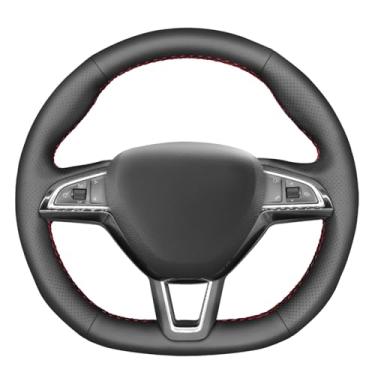 Imagem de MEWANT Capa de volante costurada à mão para Skoda Octavia/Citigo 2015-2019/Skoda Fabia/Kodiaq/Superb 2016-2019/Skoda Scala 2019-2022/Kamiq 2020-2021