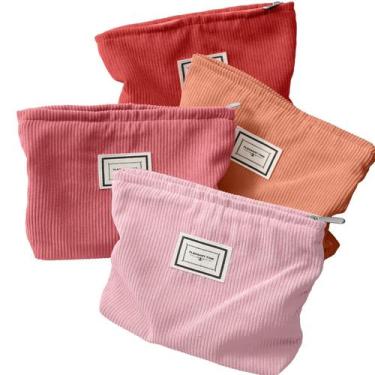 Imagem de Bolsa de maquiagem Sanwuta Velvet Corduroy, pacote com 4 unidades, sér