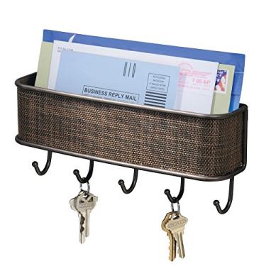 Imagem de iDesign Twillo Porta-chaves e correio, porta-chaves decorativo montado na parede, organizador de bolso e porta-cartas para entrada, cozinha, mudroom, organização de home office, 26,7 cm x 6,3 cm x