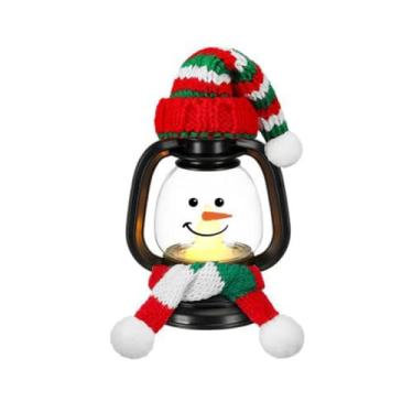 Imagem de Mini lanternas de boneco de neve de Natal, lanterna de boneco de neve de LED cintilante com chapéus e cachecóis, mesa de centro de mesa pequena de homem de neve de inverno decorativa lâmpada suspensa
