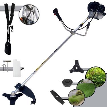 Imagem de Roçadeira Lateral Toyama RT43LB-25A À Gasolina 2 Tempos 43cc 10.000rpm 1,7HP de Potência Completo Com Lâmina Facão + Lâmina 3 Pontas + Carretel Nylon