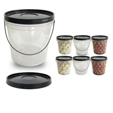 Imagem de Balde Com Tampa Preta Ideal Para Açougues - 6 Pçs - Nastripack