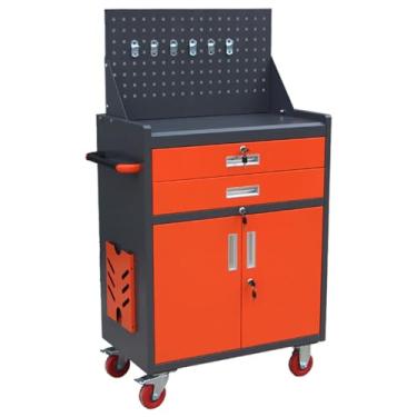 Imagem de JYXYXSCP Carrinho de ferramentas automotivo móvel, com placa traseira, armário de ferramentas de metal, com alça e armário de ferramentas de armazenamento de rodas, carrinho de ferramentas de