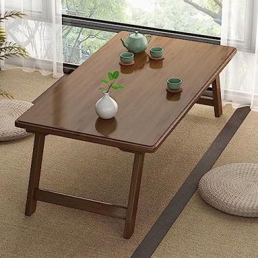 Imagem de Mesa de centro dobrável antiga, mesa de chá japonesa, mesa de tatami para laptop, mesa central dobrável boho, mesa baixa multifuncional para sentar no chão com móveis de destaque