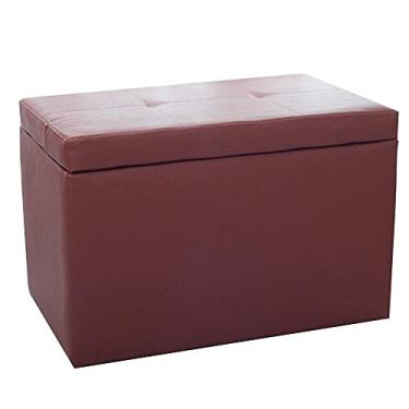 Imagem de Baú de armazenamento otomano banco multifuncional de alta capacidade confortável moldura de madeira estável de poliuretano, 8 cores (cor: marrom, tamanho: 80 x 40 x 40 cm)
