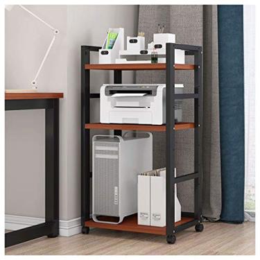 Imagem de Suportes de impressora, suporte de impressora de mesa, multicamadas, suportes de chassi de mesa móveis, impressão copiadora, rack tudo-em-um como prateleira de armazenamento, prateleira de livros