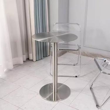 Imagem de Mesa de bar de pub industrial para jantar na cozinha, pequena mesa de destaque para coquetéis, mesa lateral de sofá para sala de estar, mesa de cabeceira, mesa de balcão de café (uma cor 50 x 50 x 105