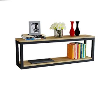 Imagem de Estantes de parede de ferro forjado prateleira de parede prateleira decorativa suporte de flores quarto rack de vinho armário de parede prateleiras de flores (cor: B1, tamanho: 1002030cm) (D1 80*20