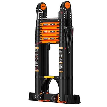 Imagem de OKUOKA Escadas, escada telescópica de alumínio, antiderrapante, leve, multiuso, escada, extensível, dobrável, escada, loft/sótão, capacidade de carga de 150 kg