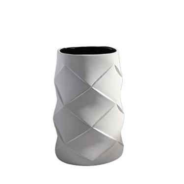 Imagem de Yalych Vaso decoração escritório vaso criativo ornamentos geométricos de cerâmica modelo de casa sala de estar varanda arte decorativa flor seca decoração de casa (tamanho: grande)