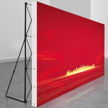 Imagem de JYXYXSCP Suporte para banner Iron Frame X, pano de fundo portátil dobrável para feiras, exibição de estandarte pop-up para festas, exposições, conferência (2,3 m (7,5 pés) A x 3,05 m (10 pés) C)