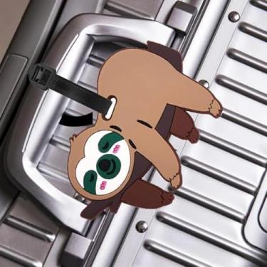 Imagem de 1 peça etiquetas de bagagem de bicho-preguiça com desenho fofo de silicone, etiquetas de identificação de bagagem de viagem, identificador de viagem