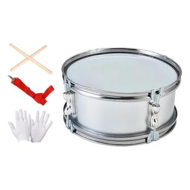 Imagem de Fxzqgnh Bateria de 11 Polegadas com Luvas, Leve, para Praticar Música, com Baquetas E Alça de Ombro, Profissional, Ideal Como Presente para Crianças, Cinza Prateado