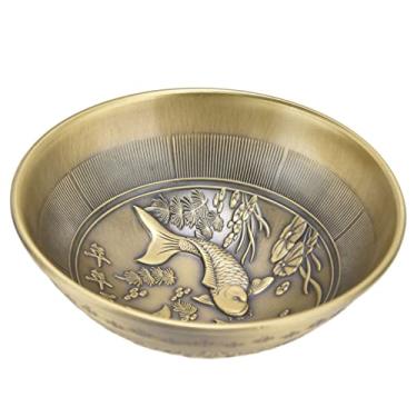 Imagem de Queimador de incenso vintage de liga de cobre, queimador de cone de incenso com formato exclusivo requintado para sala de estudo, hall de entrada, sala de chá (tigela de peixe bronze 278)