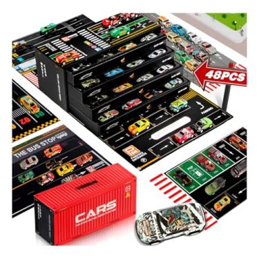 Imagem de Kit 48 Mini Carros com Pista + Maleta Organizadora | Brinquedo Infantil Educativo | Carrinhos Colecionáveis | Presente para Meninos e Meninas 3+ | Duráveis e Coloridos Premium