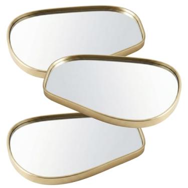 Imagem de Kit 3 Pçs Bandeja Decorativa Espelhada Lavabo Difusor Banheiro Aparador Organizador de Objetos Sala (Orgânica Dourada - Mod D)
