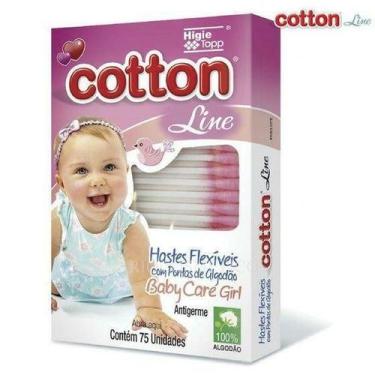 Imagem de Cotonete Hastes Flexíveis Cotton Line Baby Rosa e Azul 75 unidades