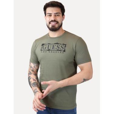 Imagem de Camiseta Guess Masculina Los Angeles Rubber Scratched Verde Tamanho:S/