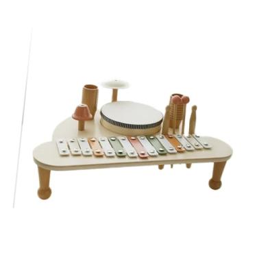 Imagem de simhoa Xilofone Hand Knock Piano de madeira multifuncional conjunto de bateria de habilidade fina suporte de música de nave espacial para meninos e