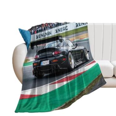 Imagem de HouLaiZhe Cobertor super macio de flanela JDM carro Rx7 na pista, cobertores refrescantes leves para sofá-cama, cadeira, sofá, carro, viagens ao ar livre, leve, quente, 127 x 152 cm