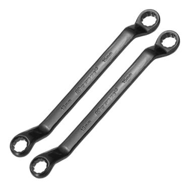 Imagem de HARFINGTON 2 peças Chave de extremidade de caixa offset de 45 graus 13 mm x 15 mm métrico 12 pontos aço cromo vanádio caixa dupla chave inglesa ferramenta de reparo de chave Torx de grau industrial