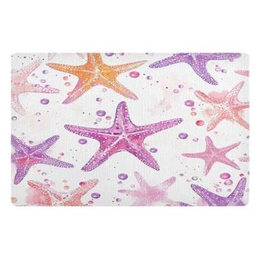Imagem de STAYTOP Tapete de porta estrela-do-mar para entrada externa 81 x 50 cm, tapete de boas-vindas externo/interno, tapetes de banho fofos, capacho frontal antiderrapante para entrada, pátio, áreas de alto