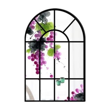 Imagem de XLWLLNJ Espelho de parede com janela em arco, estilo simples de casa de campo, decorativo, para penteadeira, lareira ou banheiro, B