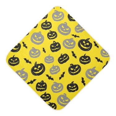 Imagem de Burbuja Toalha de banho de bebê assustadora abóboras em amarelo - Toalha com capuz de musselina macia e absorvente para recém-nascido, 76 x 76 cm