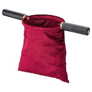 Imagem de OFFERING Bag/Collection Basket in Burgundy Made of Velvet and Brass with Sturdy Handle [Diameter 5.11 inch] in Best Church Quality