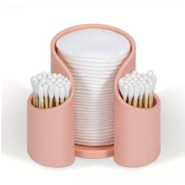Imagem de Caixa organizadora de algodão cosmético almofada de maquiagem e recipiente de armazenamento de cotonete - 11 cm C x 9 cm L, rosa