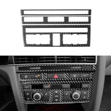 Imagem de BETTERHUMZ Decoração de console central compatível com Audi A6 S6 2005-2011 Allroad Quattro Fibra de Carbono Ar Condicionado CD Painel de Controle Adesivo Guarnição Acessórios Interior do Carro (Preto