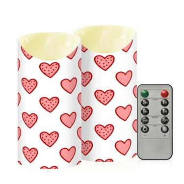 Imagem de Wassud Pacote com 2 velas de coração sem chama com controle remoto, velas realistas cintilantes com temporizador, velas decorativas para Natal, casamento, festa, decoração de casa média