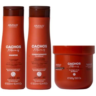 Imagem de Kit Shampoo Condicionador E Gelatina Cachos Naturais Arvensis Cabelos Crespos Definição Vegano 500g