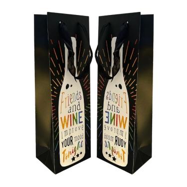 Imagem de Kit 2 Sacolas Garrafa Vinho Champagne - Friends and Wine