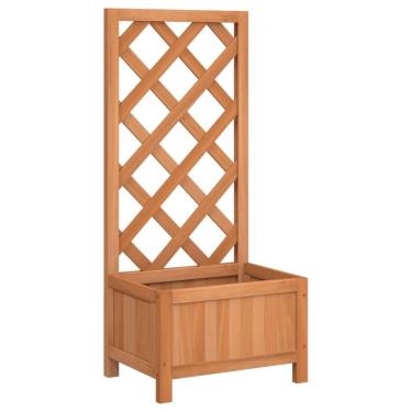 Imagem de Caixa de plantio vidaXL de madeira maciça de abeto com treliça para jardim marrom