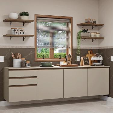 Imagem de Armário de Cozinha Completa 240cm Suspensa Crema Nice Madesa 10