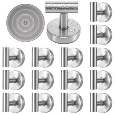 Imagem de Ovveroche Gancho de ventosa para chuveiro, pacote com 16 suportes de toalha de parede, gancho removível para toalha - aço inoxidável, gancho sem broca, para banheiro, janela, porta, parede, casa
