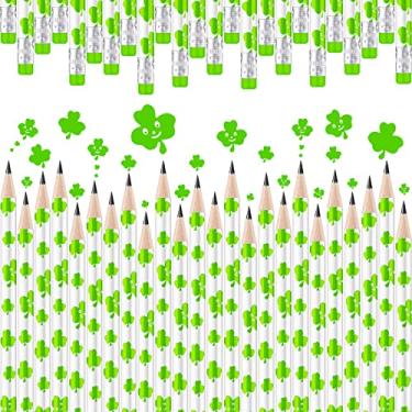 Imagem de Hicarer Lápis de Dia de São Patrício, lápis de madeira trevo, lápis de festa verde para crianças, escolas, materiais de sala de aula, lembrancinhas de festa de São Patrício (24 peças)