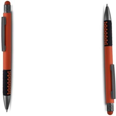 Imagem de Caneta Esferográfica em Alumínio Reciclado, Escrita Azul, Refil Tipo Parker, Ponta Touch Emborrachada, 0.8cm, Ambidestro, 15g (Kit 2 Laranja)