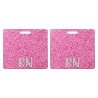 Imagem de PATIKIL Porta-cartões RN para crachá RN, 2 peças, porta-cartões de identificação com glitter, etiqueta de identificação de nome horizontal, acessórios para mulheres, colegas de trabalho, presentes