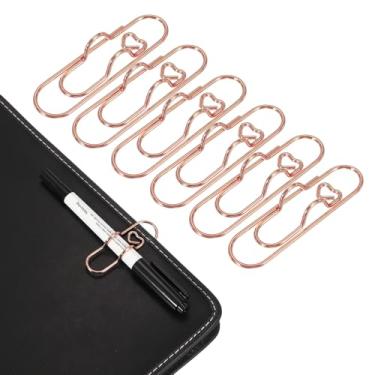 Imagem de PATIKIL Suporte de clipe de caneta para notebook, 6 peças de clipes de metal de coração, ouro rosa