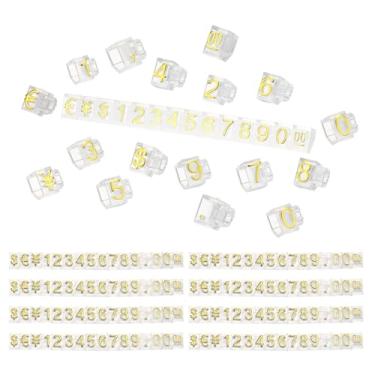 Imagem de PATIKIL Cubo de etiqueta de preço de 10 cm x 0,9 cm, conjunto de 10 suportes de plástico ajustável, número de letras, kit de bloco de preço para joias, supermercados, padarias, lojas, varejo, ouro