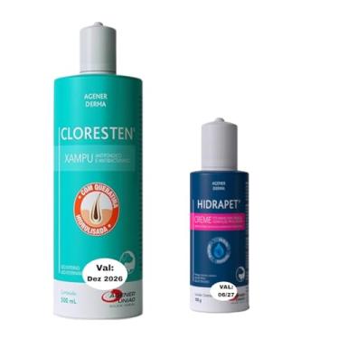 Imagem de Kit Shampoo Cloresten500ml Hidrapet creme pos banho 100g