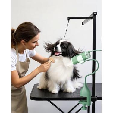 Imagem de L&W BROS. Secador de pelos para animais de estimação 2 em 1 com suporte de grampo – Secador de cuidados para cães vestível e mãos livres, soprador de baixo ruído de 950 W com 5 configurações de calor